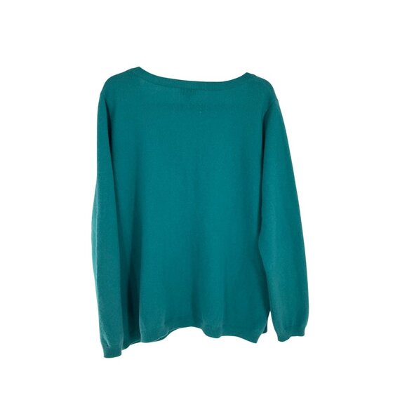 Talbots plus Woman Petites 3XP Pure Cashmere Teal Sweater Scoop Neckline cozy - Picture 3 of 6